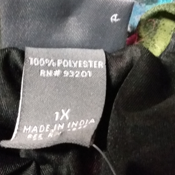 Dots Ladies Dress, sz 1x, Black Floral print multi colors, NWT - Picture 10 of 11